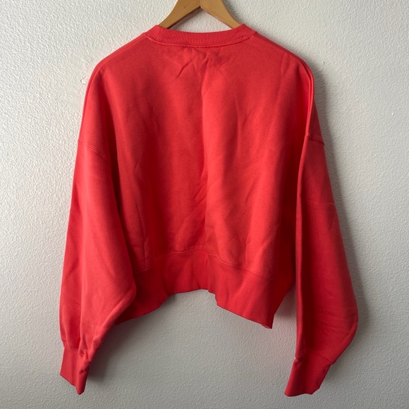 Nike Sweatshirt Women’s Sz XS Coral Pink Swoosh Fleece Cropped Crewneck Softball - Picture 2 of 4